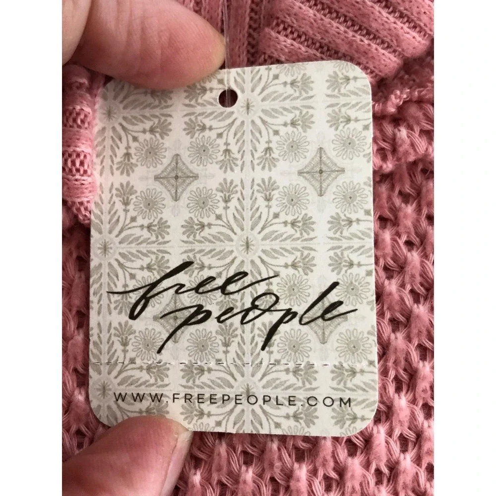 Free People Pink Oversized Scoop-Neck Sweater